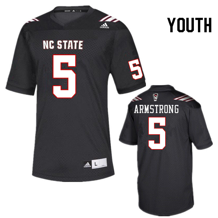 Youth #5 Brennan Armstrong North Carolina State Wolfpacks College Football Jerseys Stitched-Black